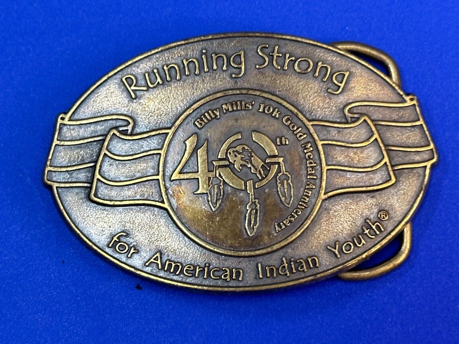 40 years! Native American Indian Youth Running Strong belt buckle