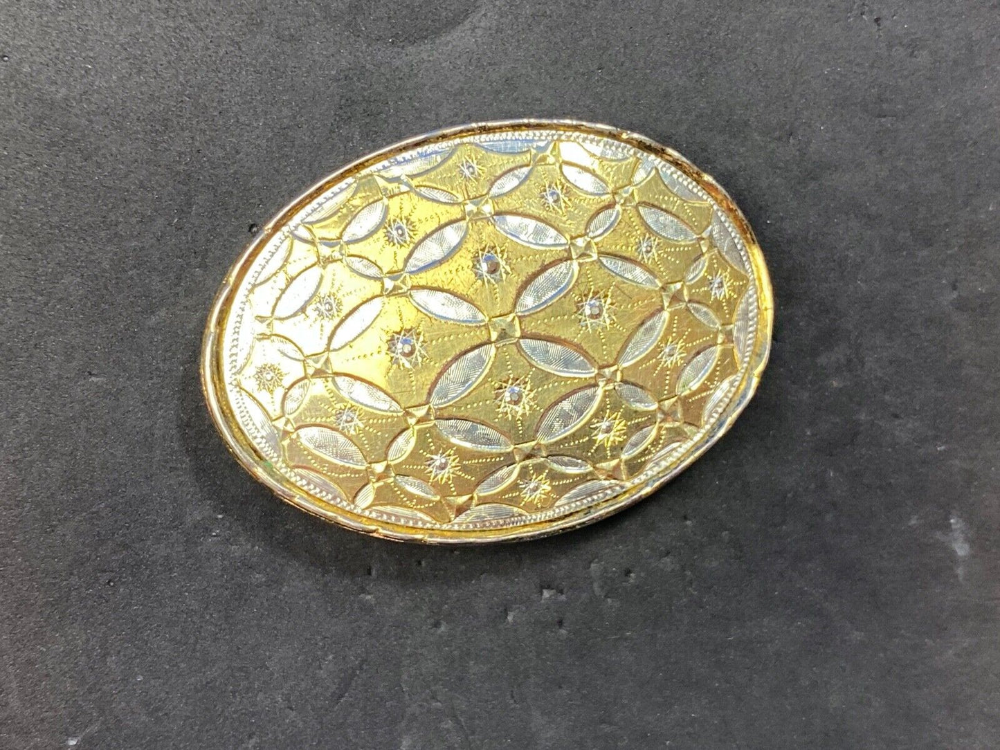 Simple mixed metal western belt buckle - zig zag pattern signed W 