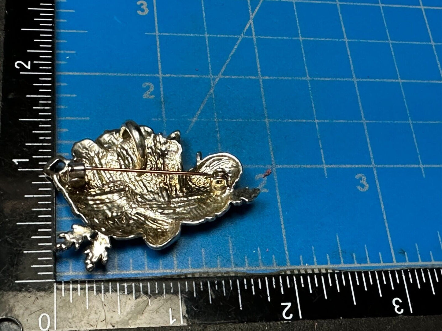Apple Basket Pumpkin Fall Harvest Autumn Vintage Brooch Pin Signed by MJ