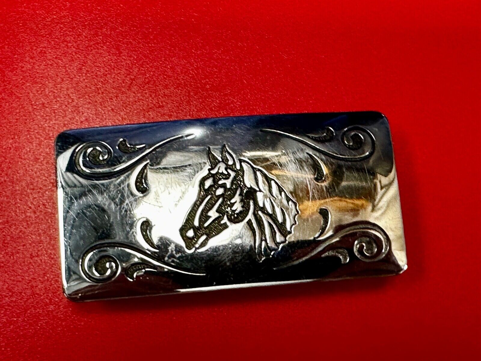 Vintage Horse Head USA Silver Tone  Belt Buckle by Chambers Belt Co