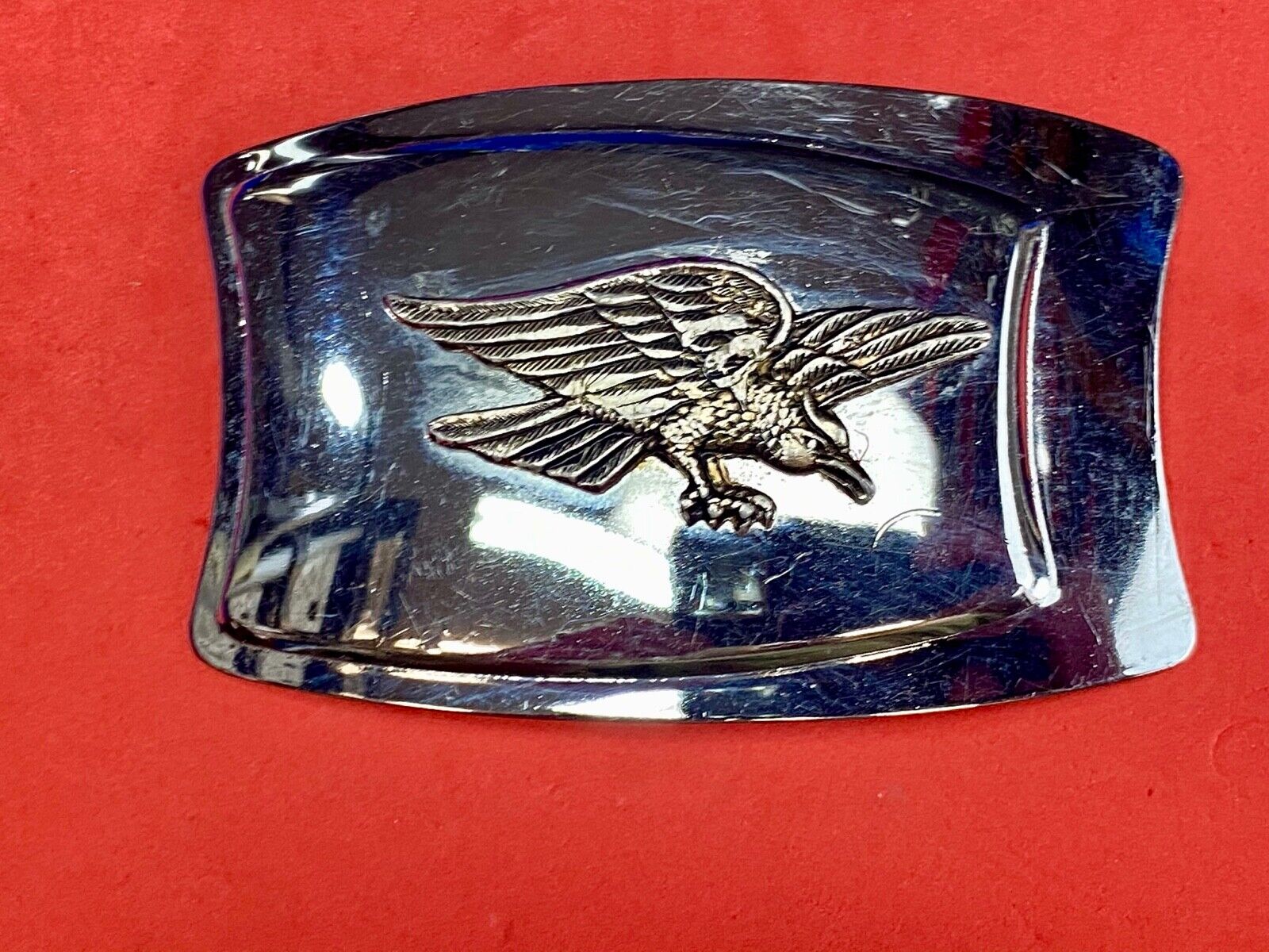Vintage American Flying Hunting Eagle on black Mirrored belt buckle 