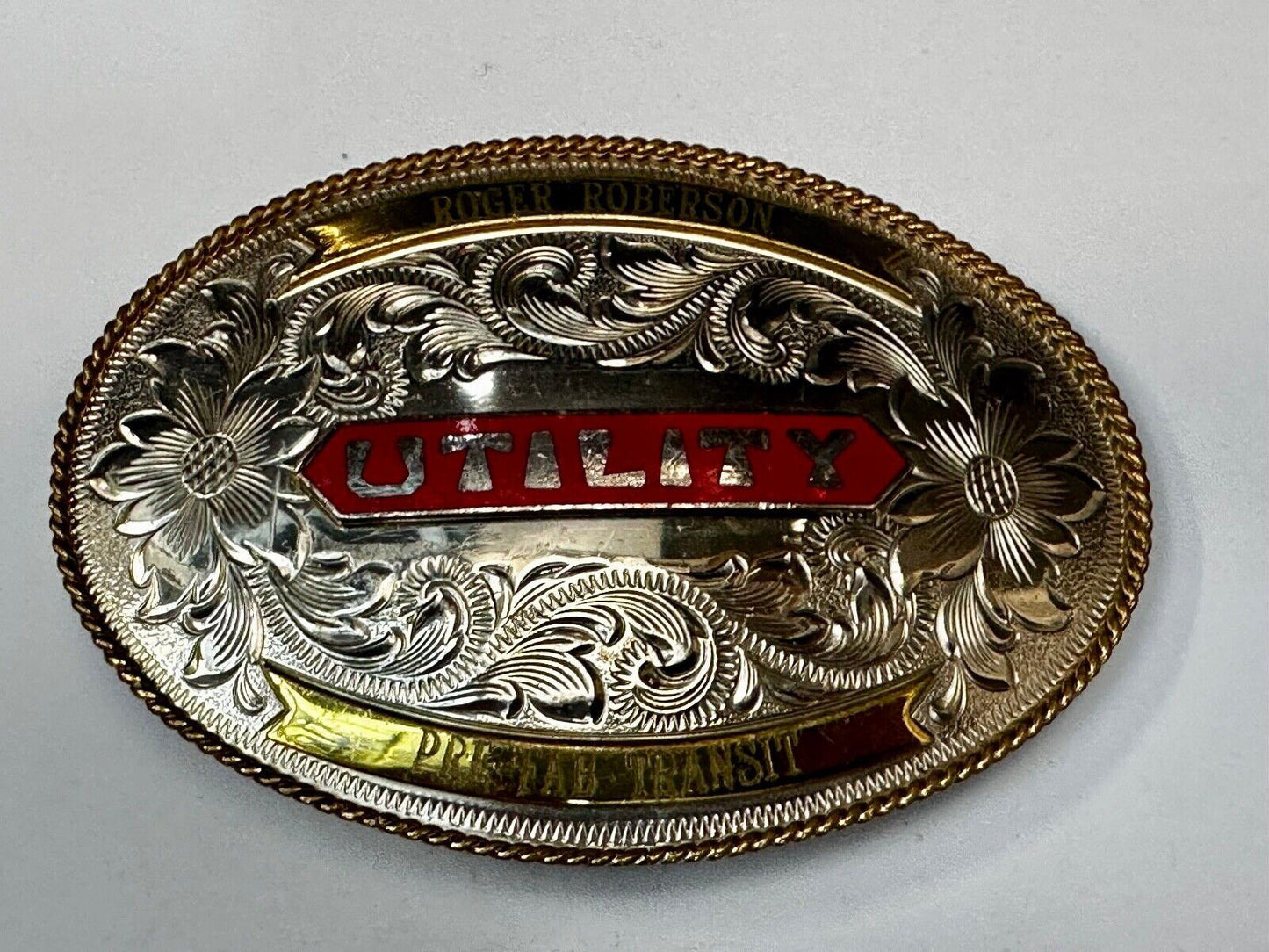 Utility Western Trophy Style Pre Fab Transit Tonkin  German Silver Belt Buckle