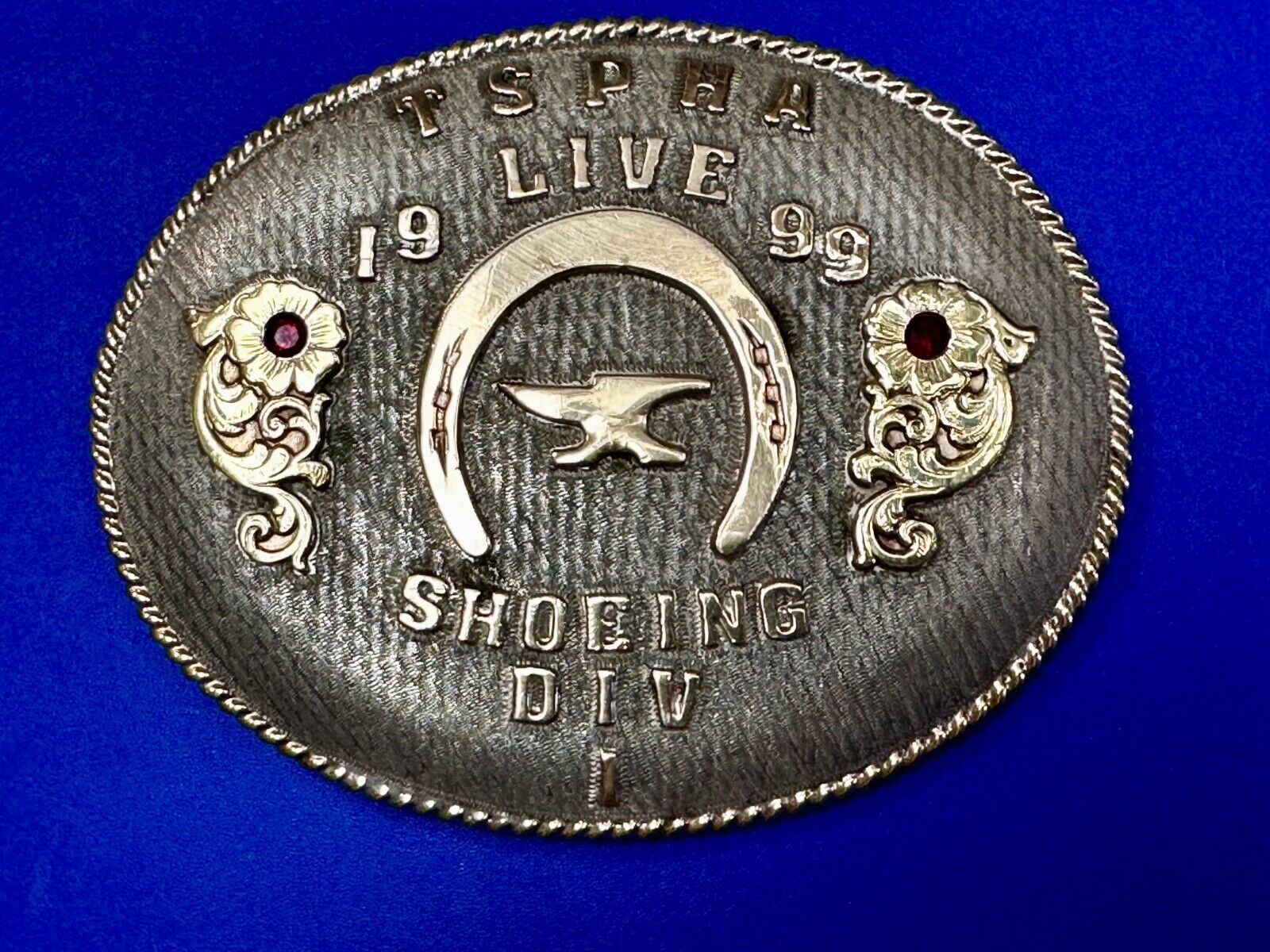 TSPHA Horse Texas Saddlebreds Shoeing 1999 Live Trophy RARE!  A E Belt Buckle