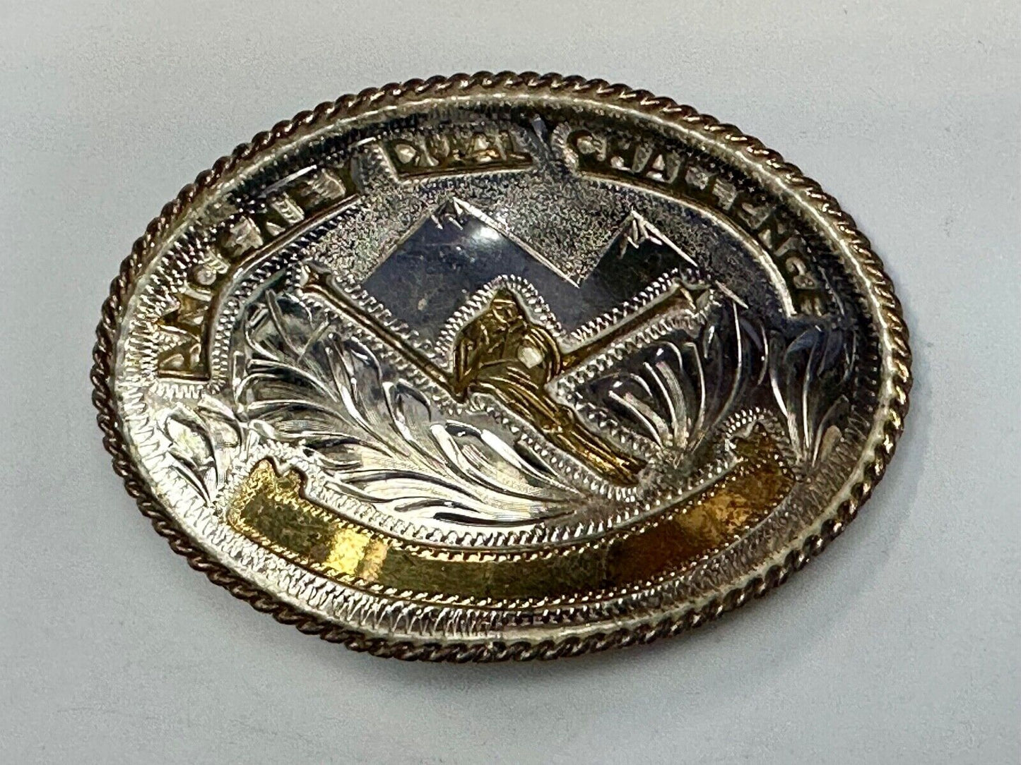 Amcemey Dual Challenge Downhill Ski Trophy Award Vintage Western Belt Buckle