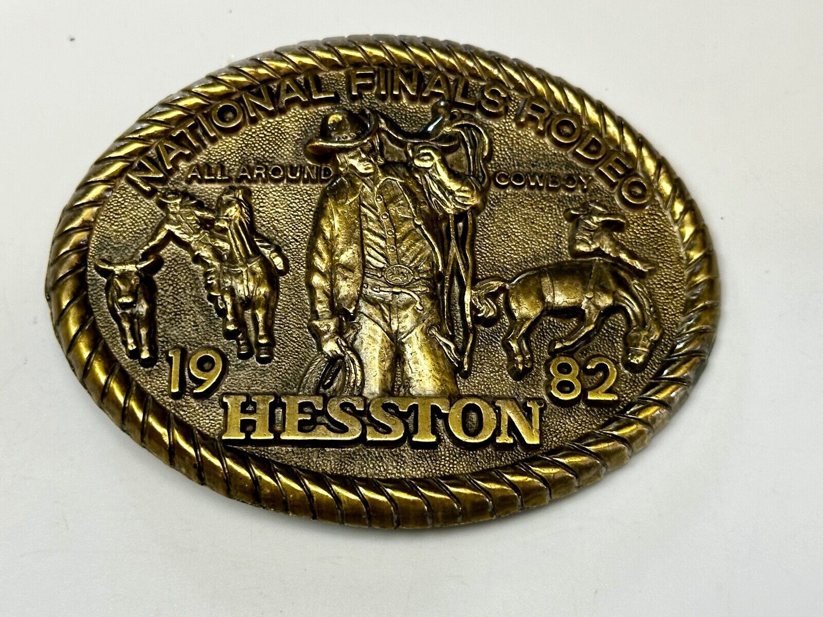 1982 Hesston NFR All Around Cowboy National Finals Rodeo Belt Buckle
