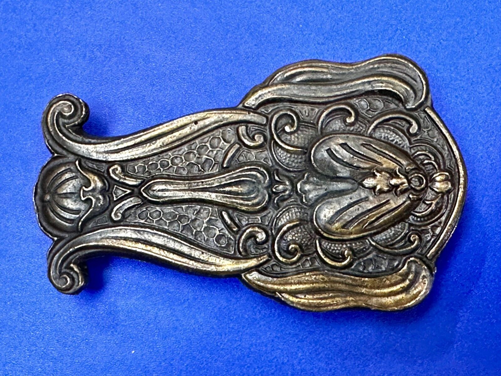 Antique Art Nouveau Ornate Floral Theme Vintage Bergamot Belt Buckle BBW  F-72