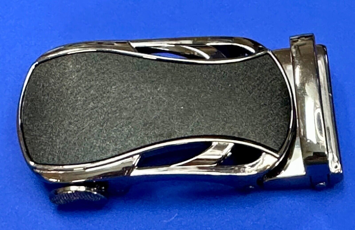 Automatic Ratchet Black & Silver Tone Replacement Dress Style Belt Buckle