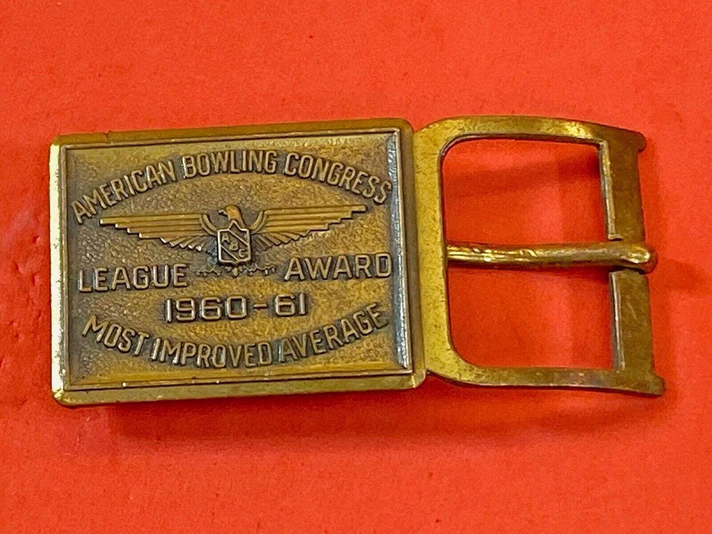 Abc American Bowling Congress  Most Improved Award Belt Buckle 1960 - 61 