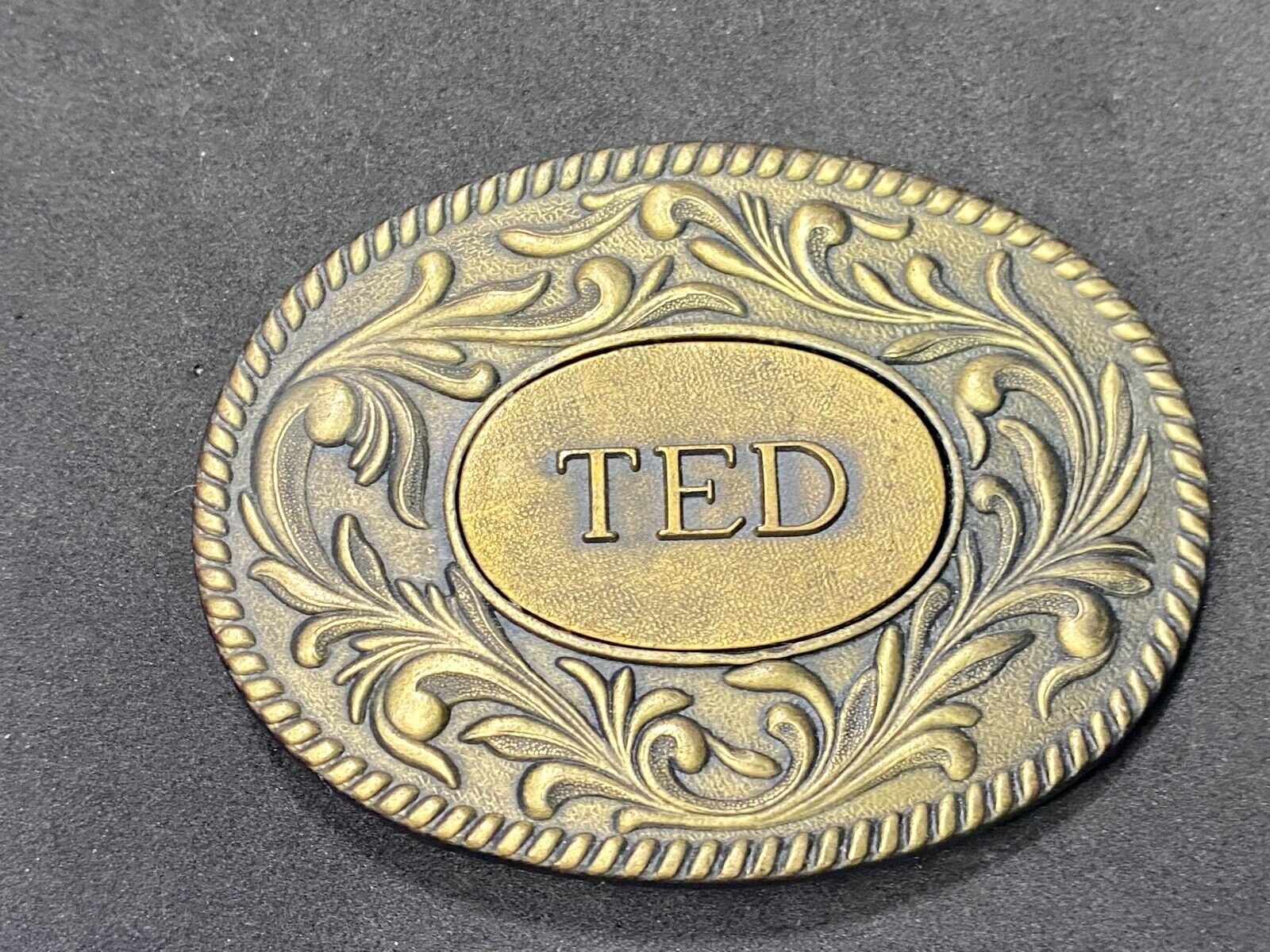 Vintage 1977 Ted Name Personalized Belt Buckle By Kinney Co