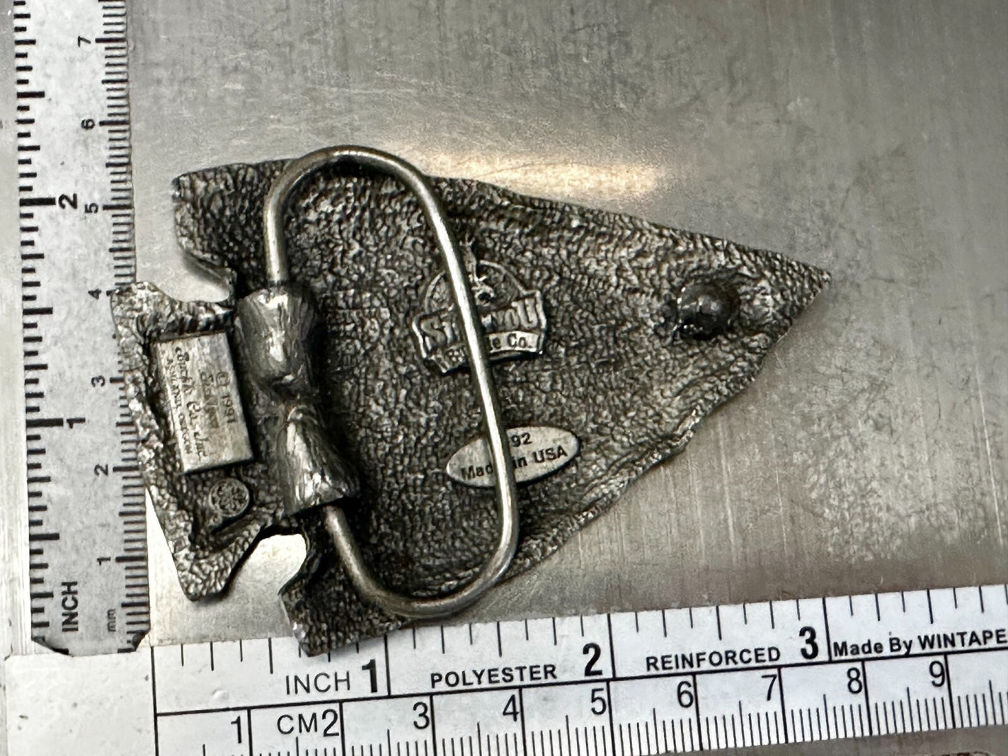 Arrowhead Native American Tribal Art Pattern VTG 1991 Siskiyou Belt Buckle U-92