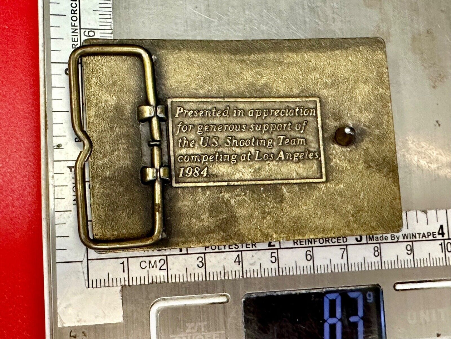 Aiming for Olympic Gold US shooting team 1984 belt buckle