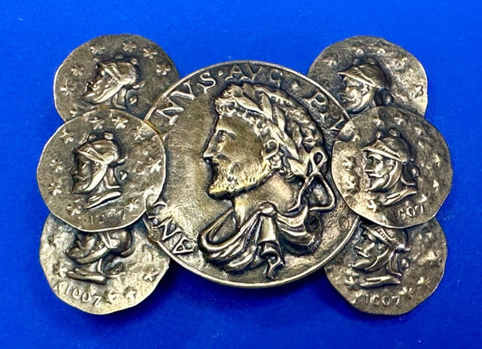 Antoninus Augustus IMP ANTONINVS PIVS AVG world coin cluster cutout belt buckle