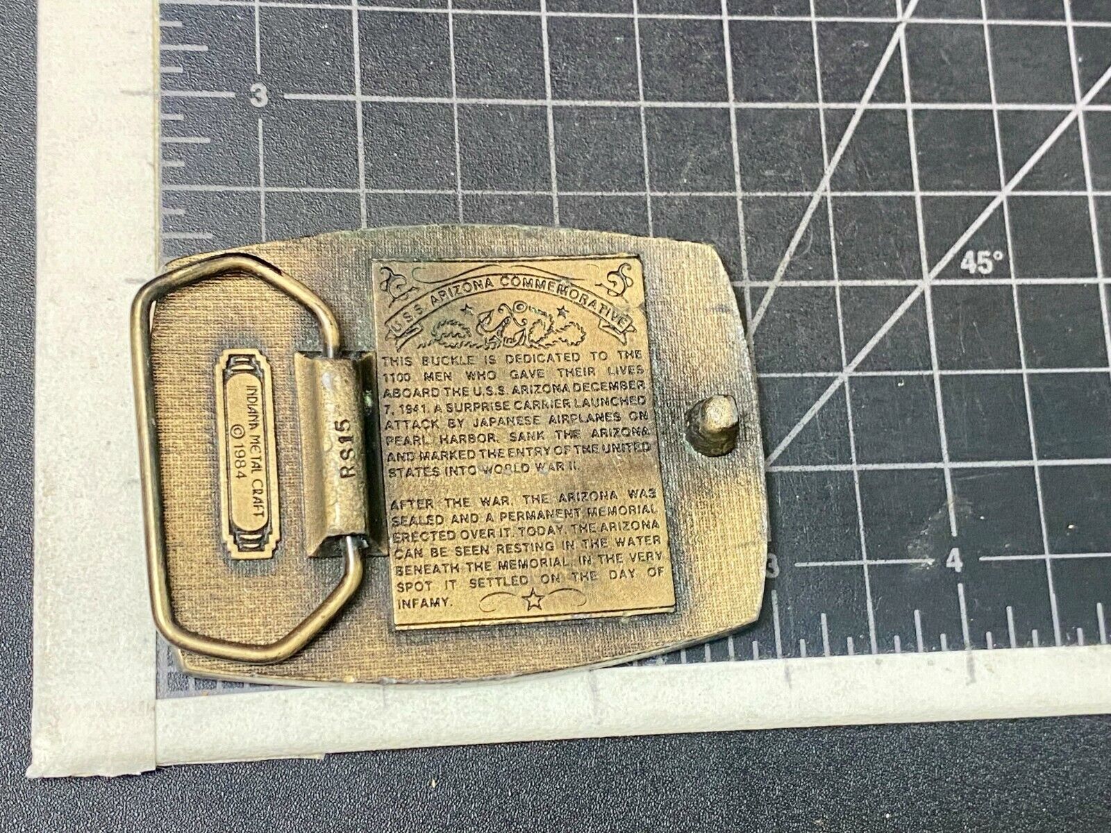 Uss Arizona Memorial Pearl Harbor Commemorative Belt Buckle Indiana Metal Craft