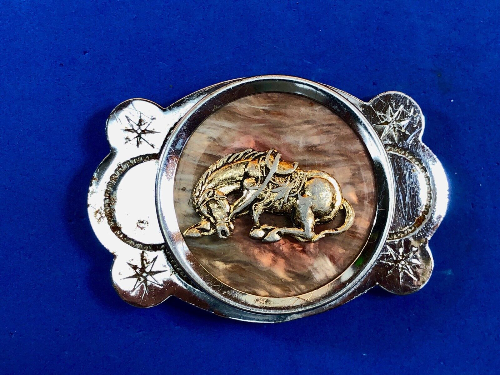 Vintage Horse in CenterPiece Rodeo Cowboy western belt buckle 