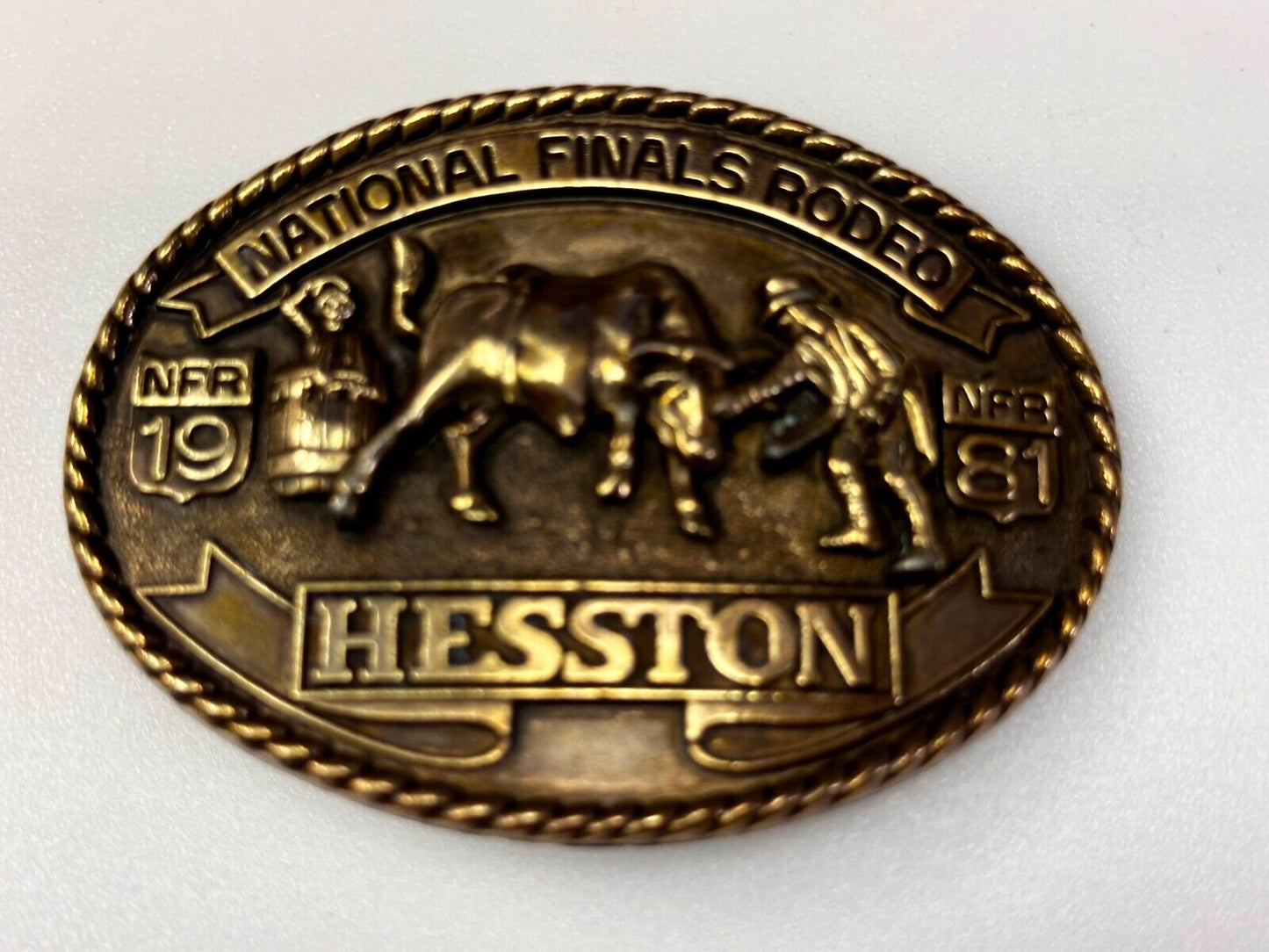 1981 Hesston National Finals Rodeo NFR Cowboys Belt Buckle -  7th edition