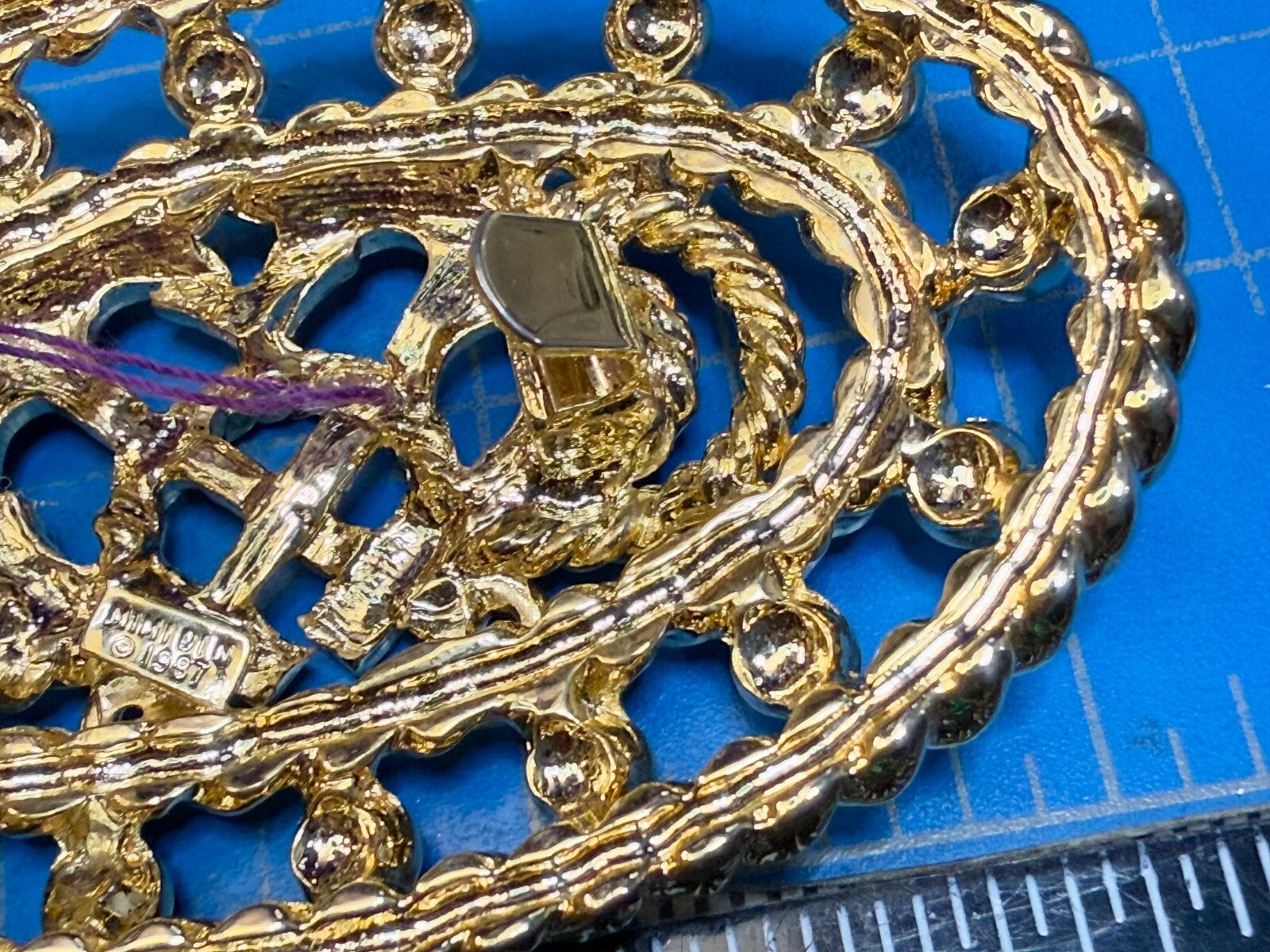 Anchor Rope Nautical Theme See-Trough Gold Tone 1987 Mimi Di N  Belt Buckle