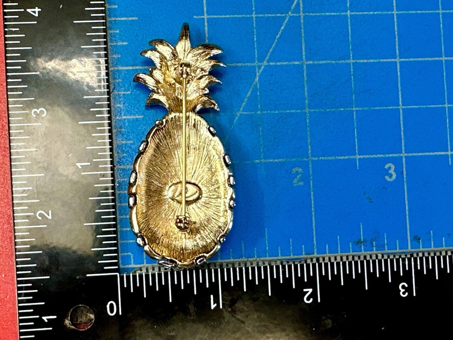 Vintage Jewelry Signed LC Silver & Gold Tone Pineapple