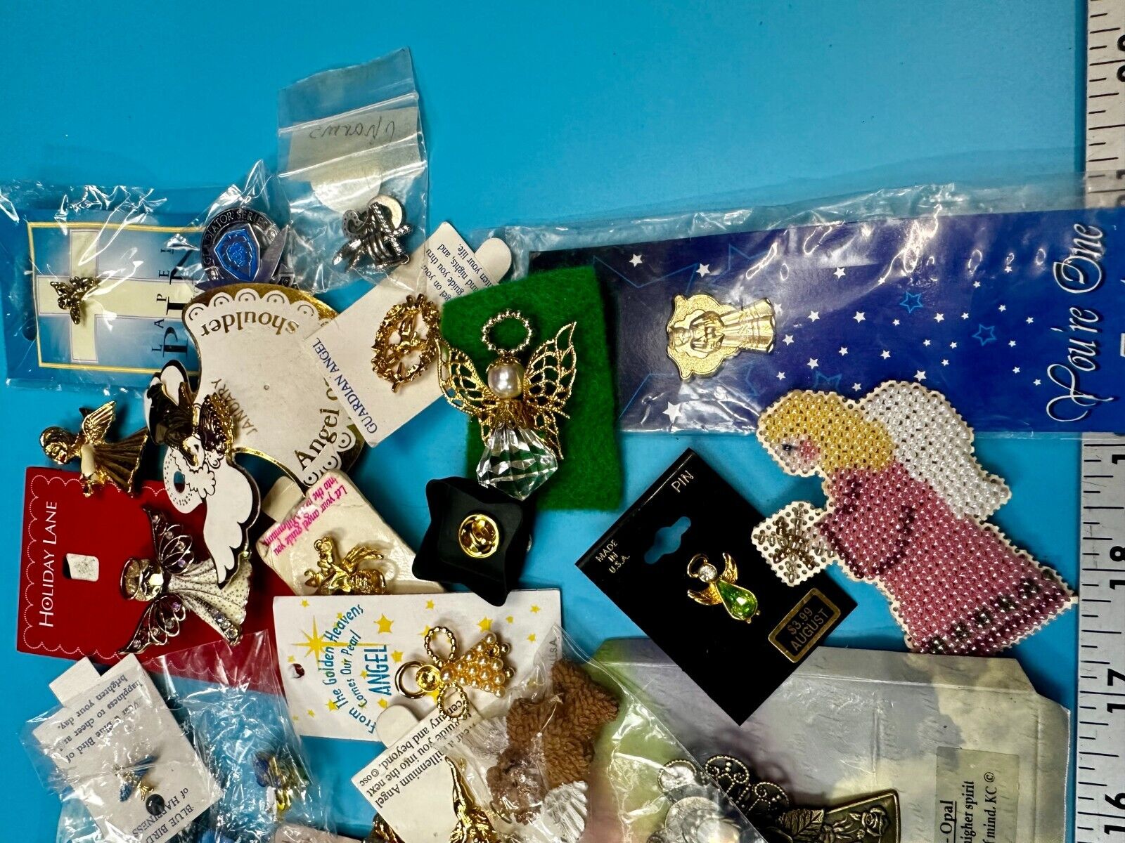 Around 40 Angle NOS Religious Brooches Pins Resale Bulk Lot Junk Drawer Grab Bag