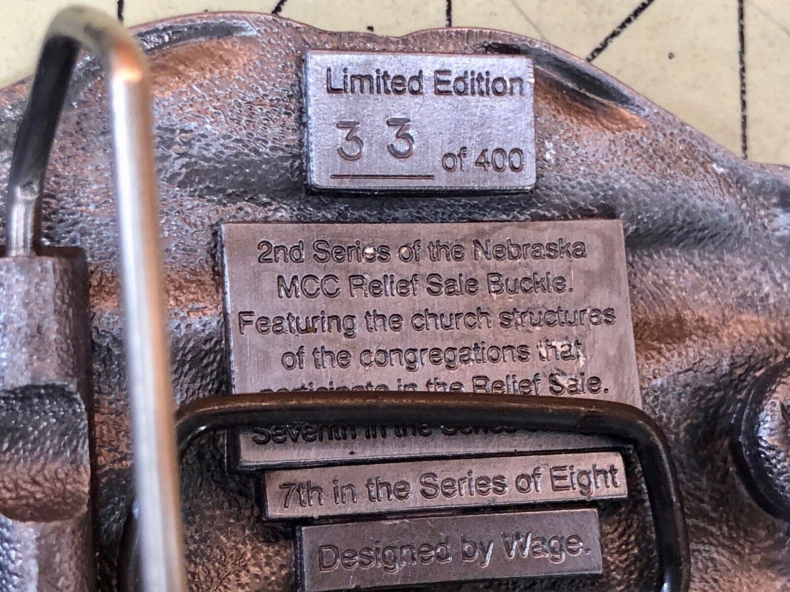 1998 Nebraska MCC Sale - Wood River Mennonite Church, Broken Bow,  belt buckle 