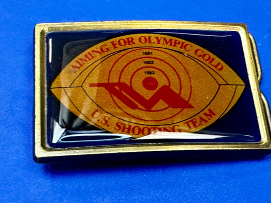 US Shooting Team Los Angeles 1984 Aiming for Olympic Gold NOS Belt Buckle