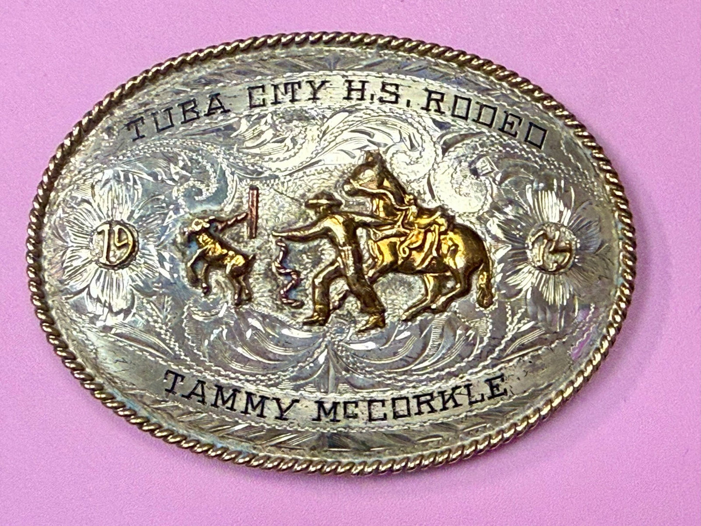 Tuba City High School Rodeo B-K Silversmiths Award Trophy Belt Buckle