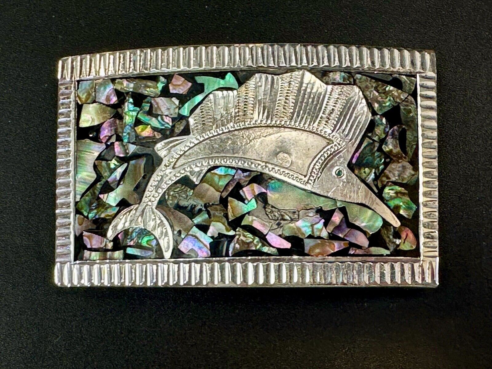 Abalone Shell Swordfish!  QUALITY Sterling 925 Plata Jalisco V.H.L.C Guad Mex