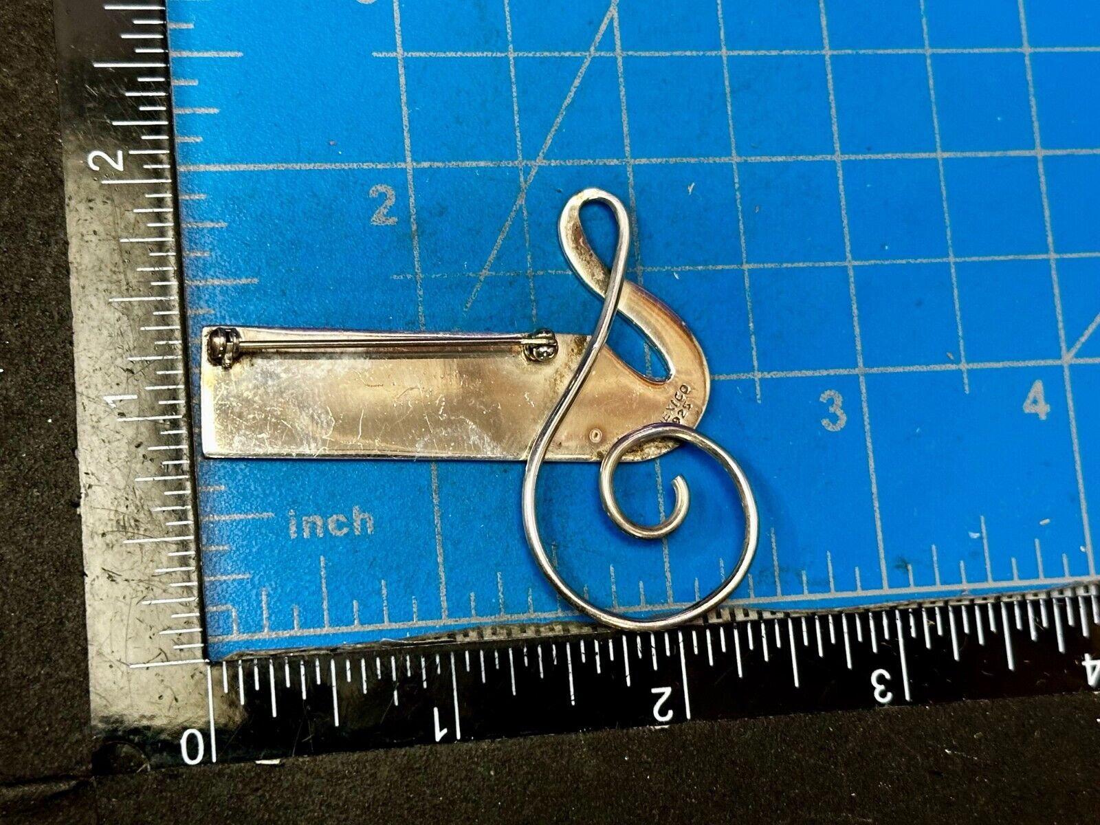 Treble Clef  Piano Music Keyboard Musician Vtg. Brooch Pin Sterling 925 Mexico