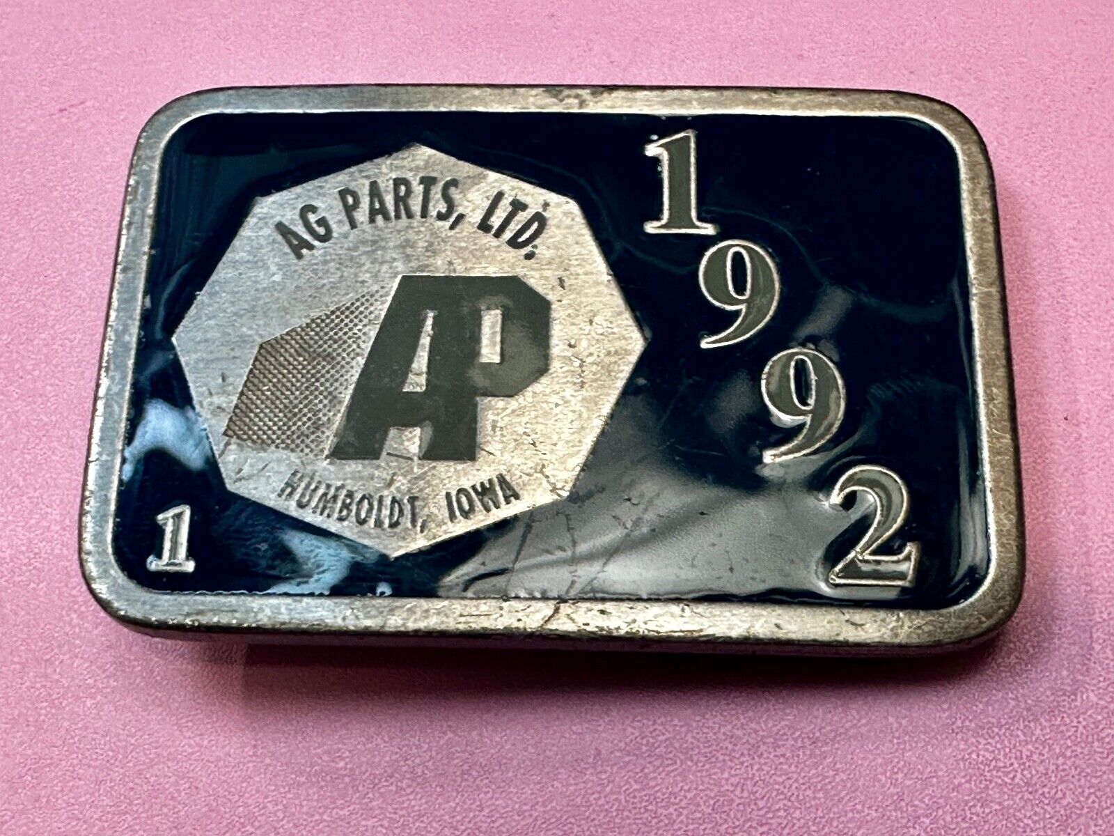 AP Ag Parts Iowa State Farmer Farming Vintage 1992 Limited Edition Belt Buckle