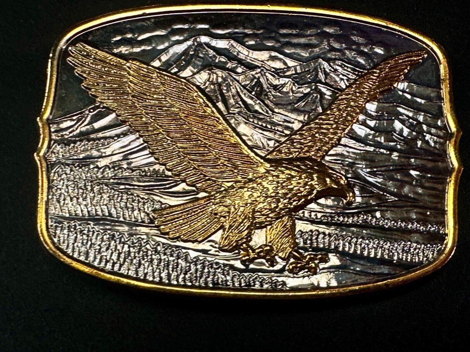 American Eagle commemorative 24K gold & silver plated belt buckle w/ COA
