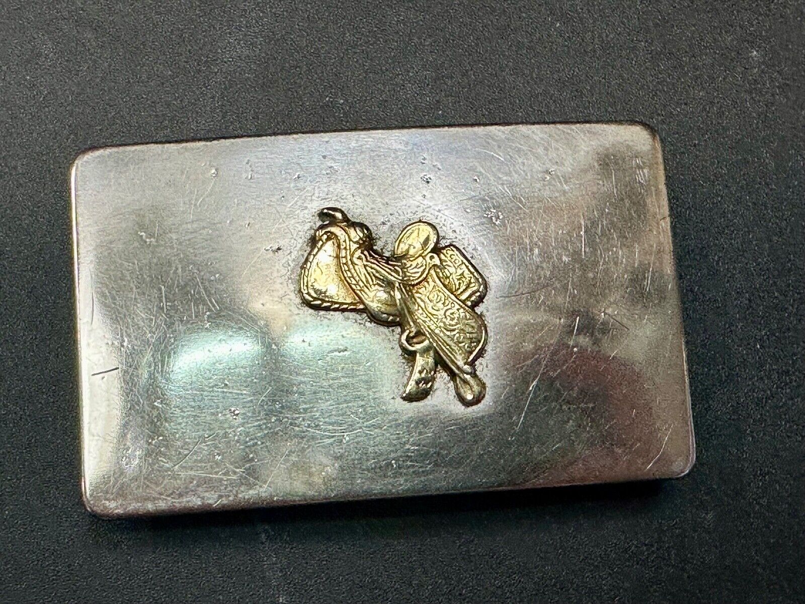 vintage horse saddle with stirrups for sale Two tone USA western belt buckle