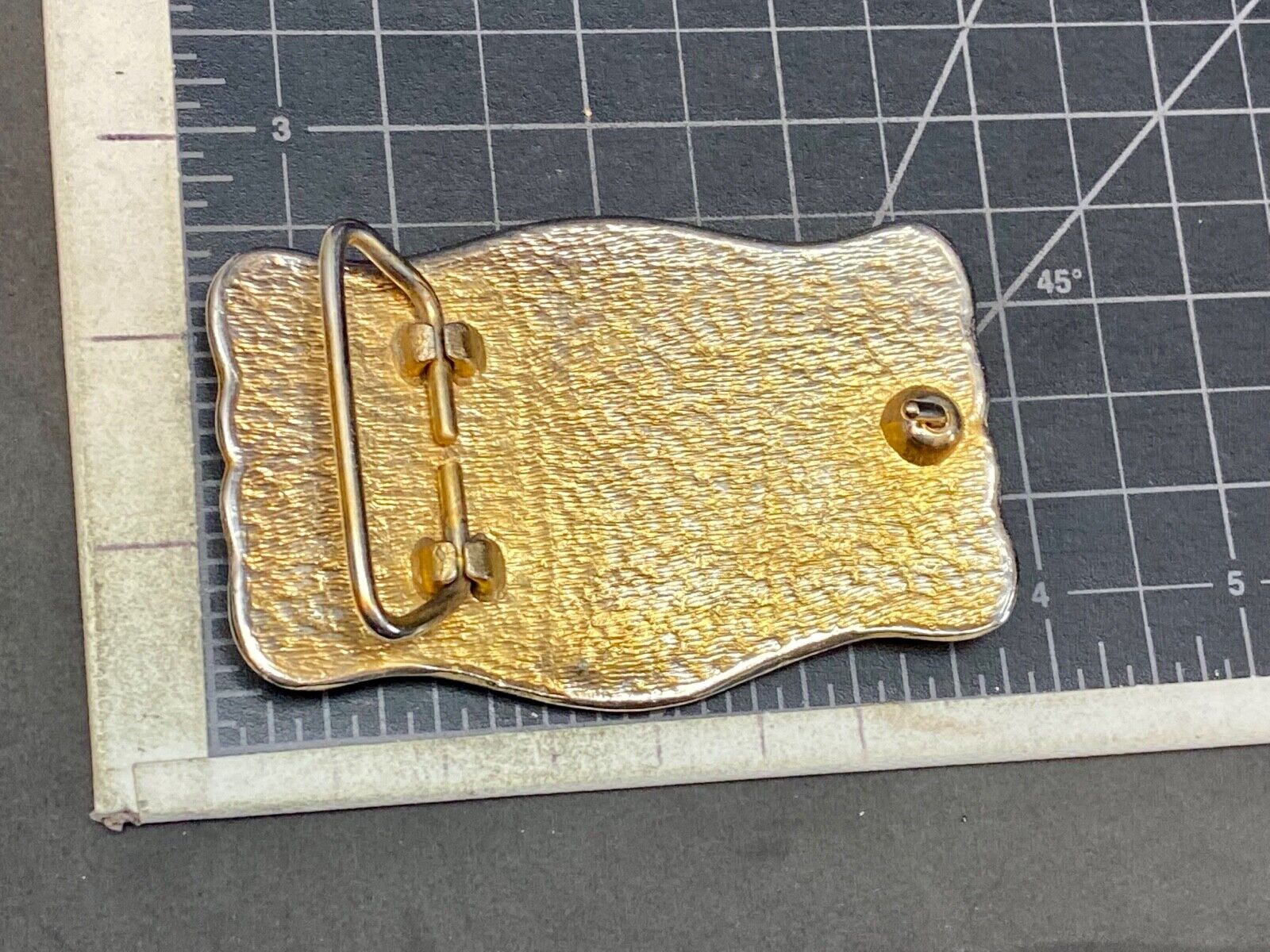 Vintage Black And Gold Tone  Uk Cats Western Framed Belt Buckle 