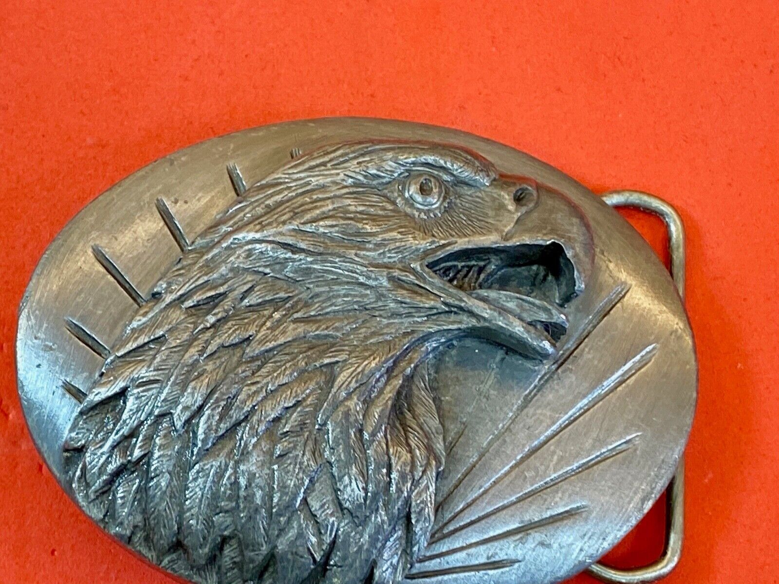 Vintage 1987 Western Eagle Flying High Hunting Wings Wide Belt Buckle Siskiyou 