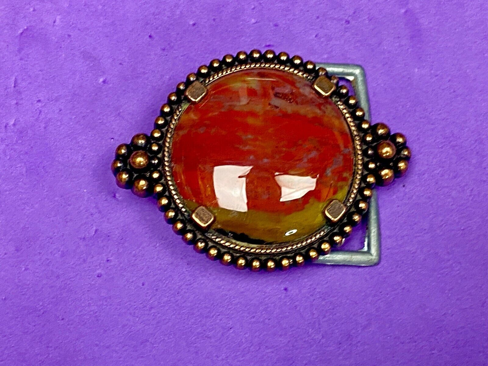 Unique Small Red Brown Jasper Beautiful Cabochon Stone Centerpiece Belt Buckle