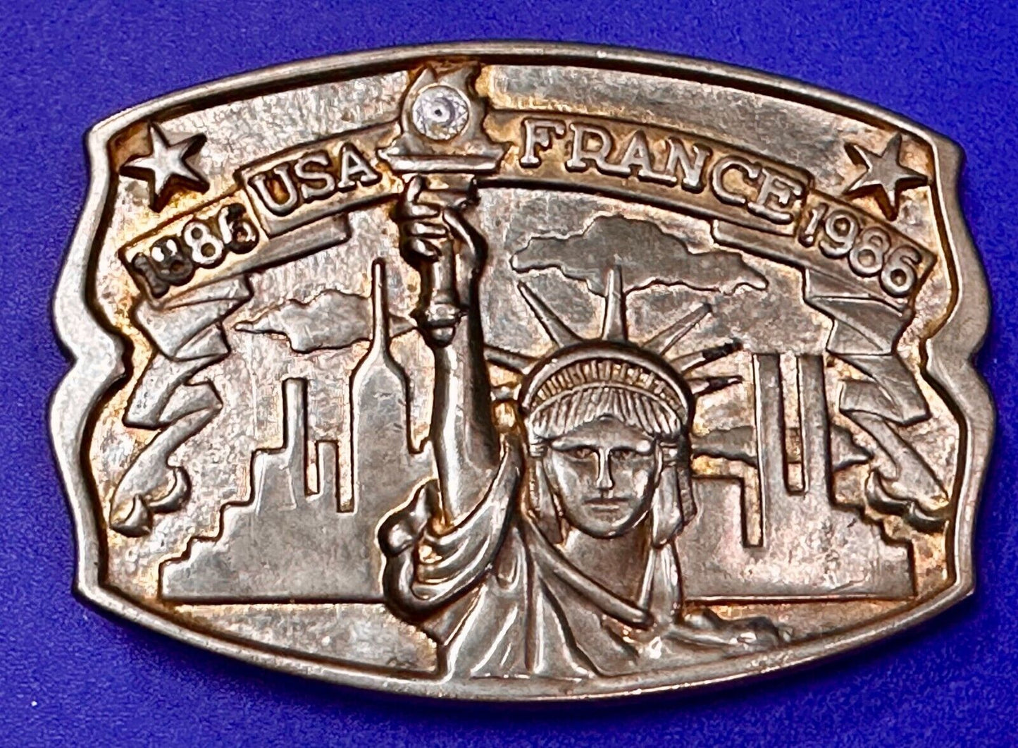 1886-1986 USA FRANCE Statue of Liberty belt buckle - Hammond Mint Commemorative