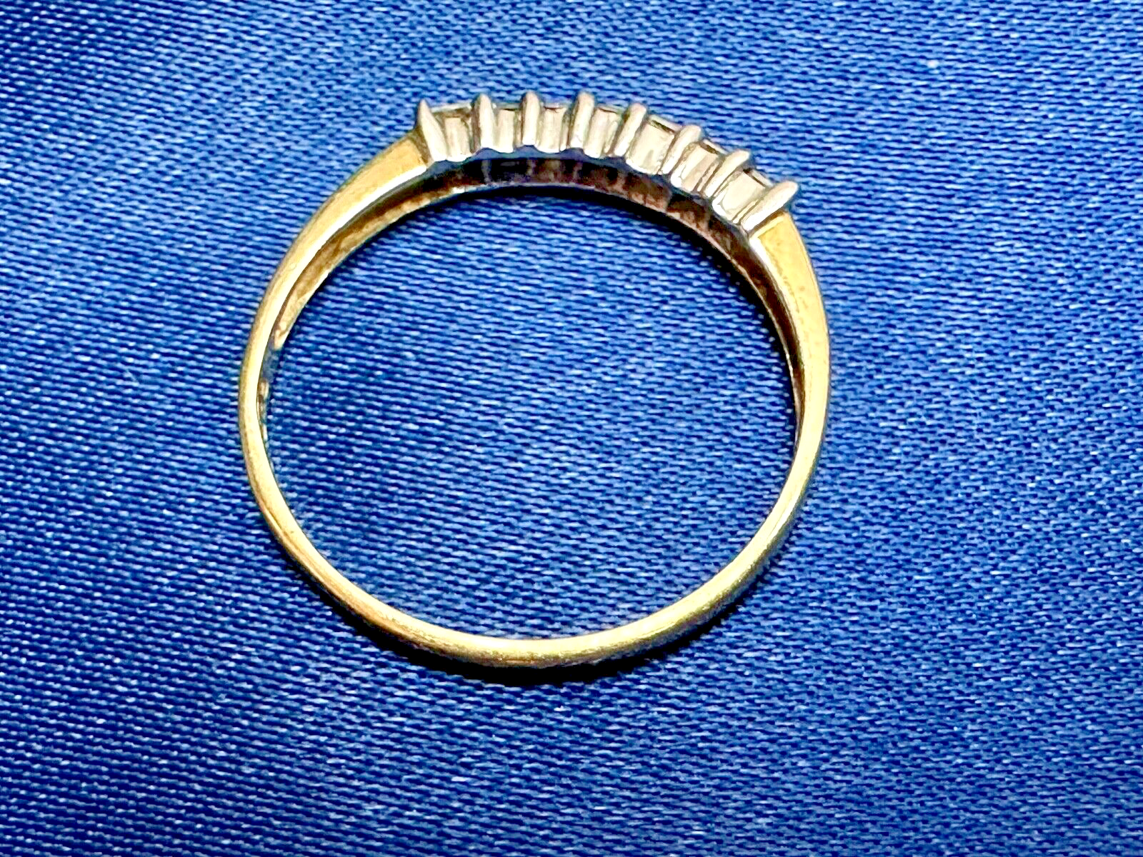 10K Gold  7-Stone Bar Setting Anniversary Ring Band CZ 1.3g Signed CRP 7 3/4 8