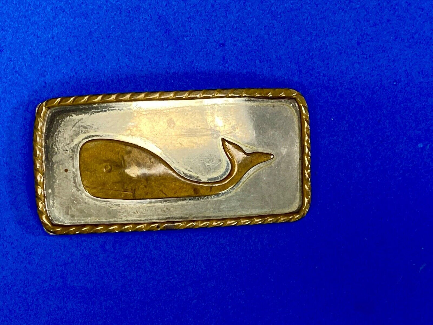 Unique, Mixed Metal German Silver Whale Belt Scarf Buckle Clip Tie