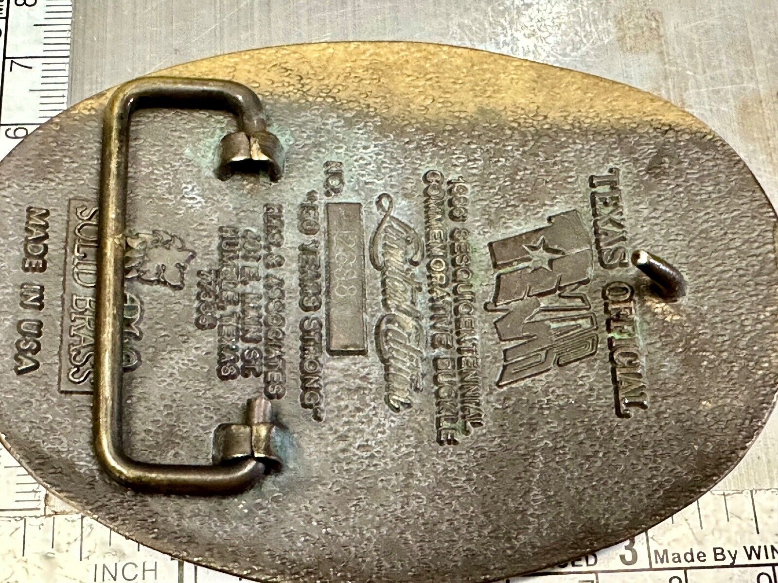 Texas Sesquicentennial 150 year celebration solid brass ADM belt buckle