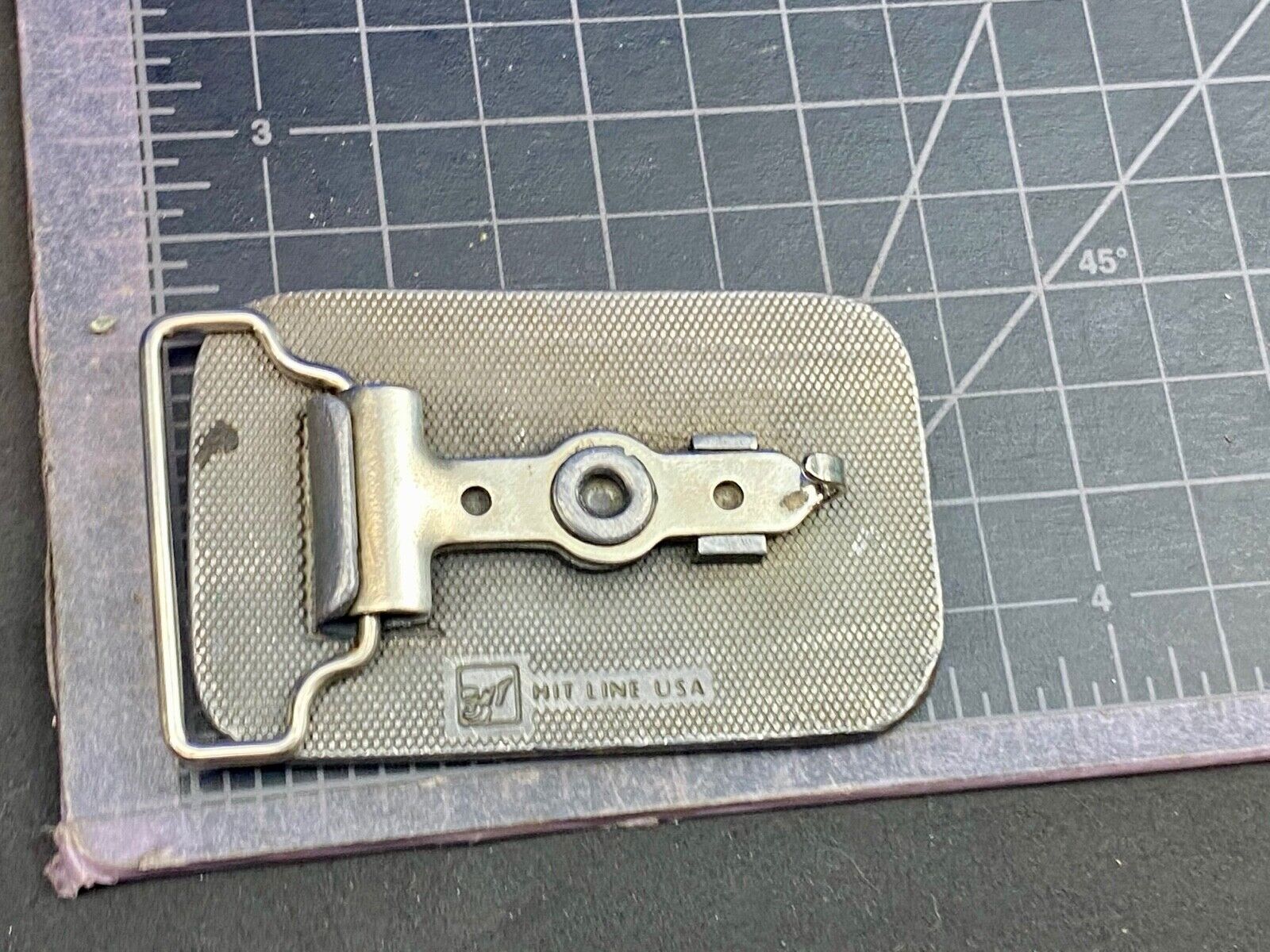 Vintage HitLine Belt Buckle USAF Air Force Jet Airplane Fighter Green Silver