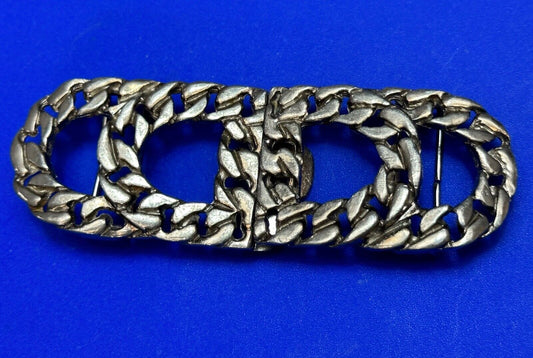 Vintage large link pattern Interlocking silver color belt buckle Gay Boiler