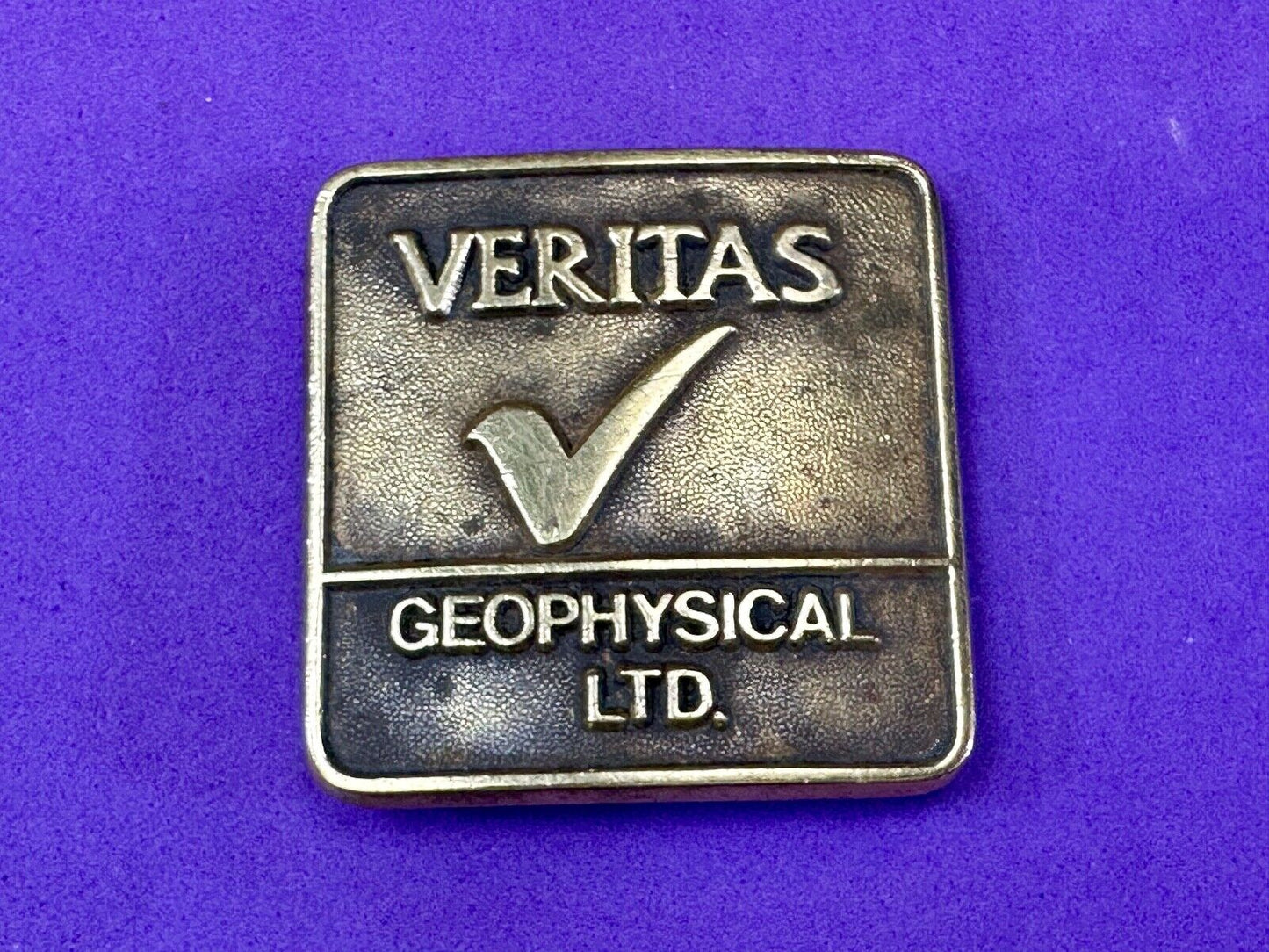Veritas Geophysical Ltd CGG Alberta Canada vintage adverting belt buckle