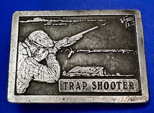 Trap Shooter Shooting Positions Gun Rifle Sports Vintage 1976 Belt Buckle by NS