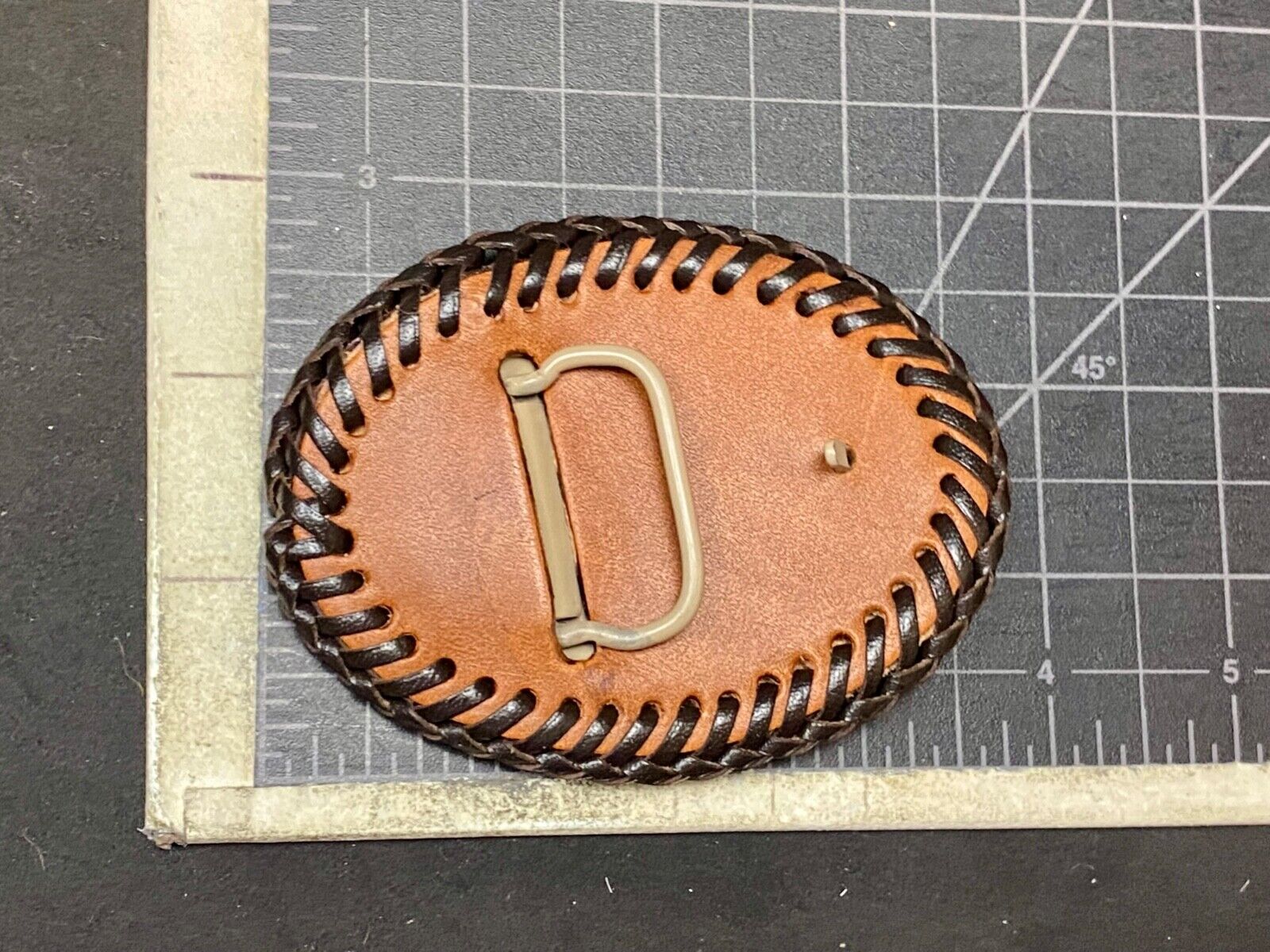 Vintage Baseball Brown Leather Hand Stitched Oval Belt Buckle - Ultimate Fan