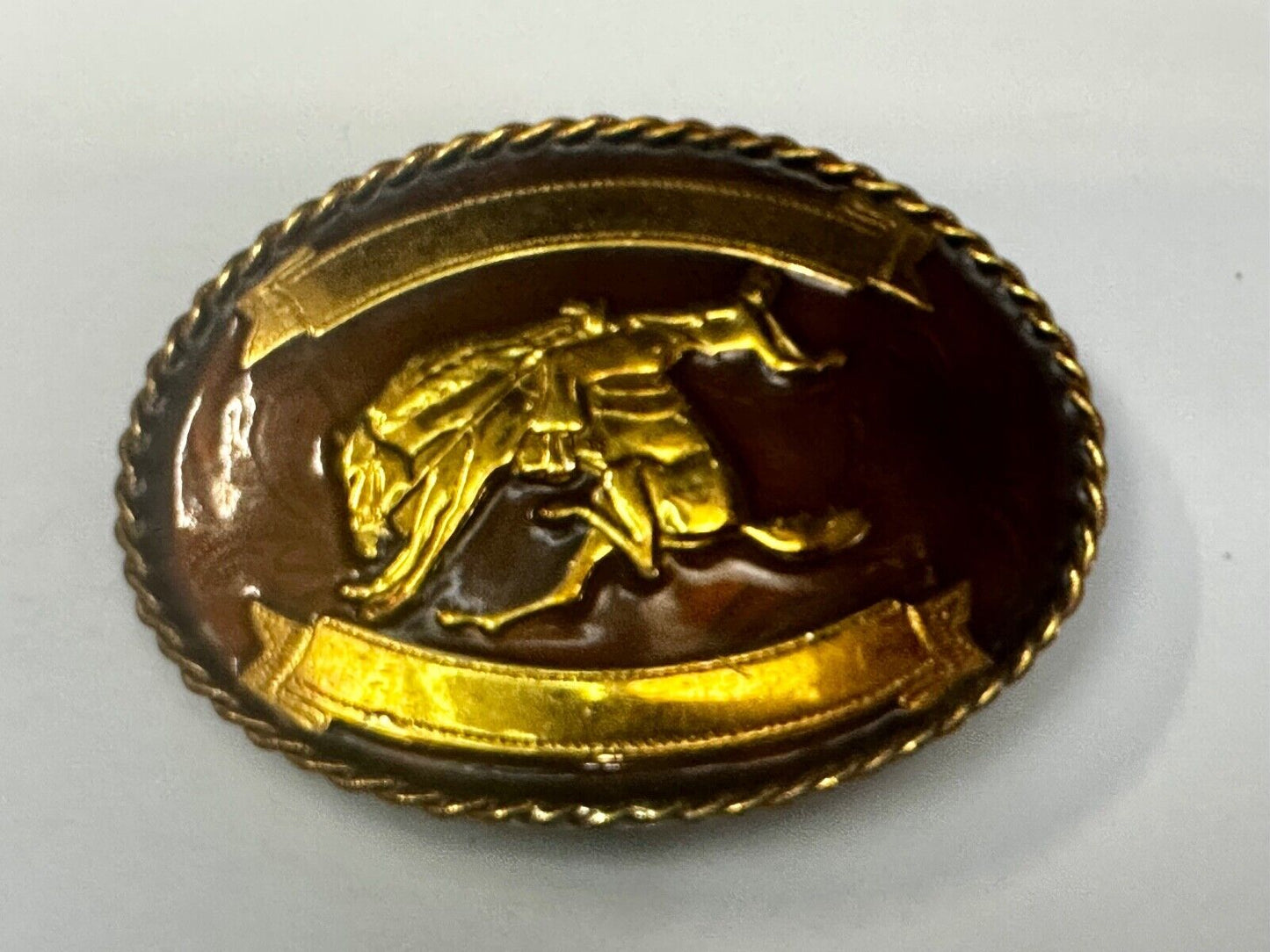 Vintage German Silver  Cowboy Saddle Bronc western belt buckle W/ Award Ribbon