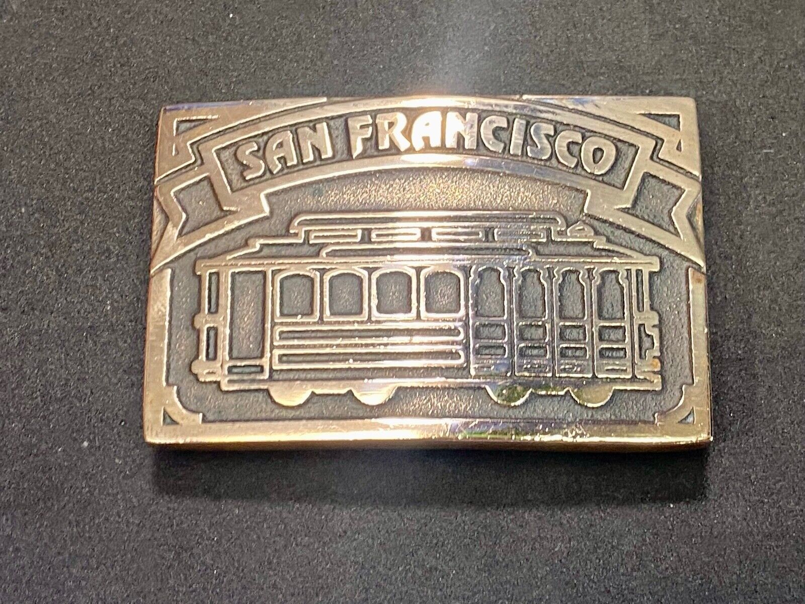 The  San Francisco  Cable Car - Vintage Brass Heavy Belt Buckle Stamped Ub