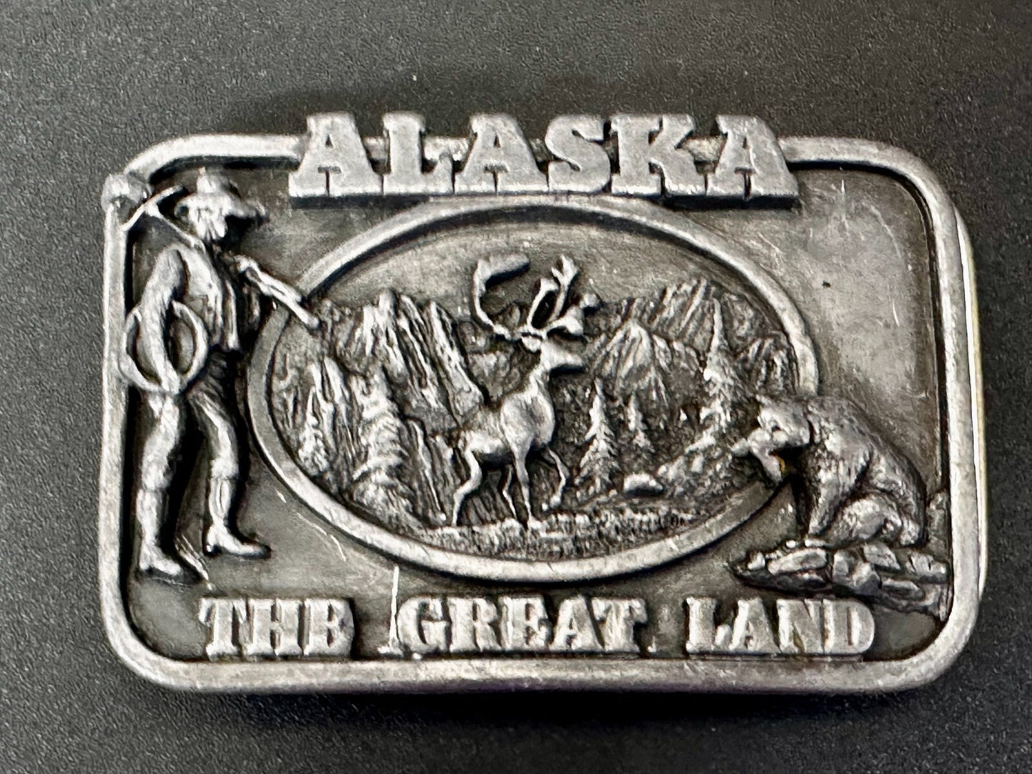 Alaska State The Great Land Last Frontier Wildlife Scene Siskiyou Belt Buckle