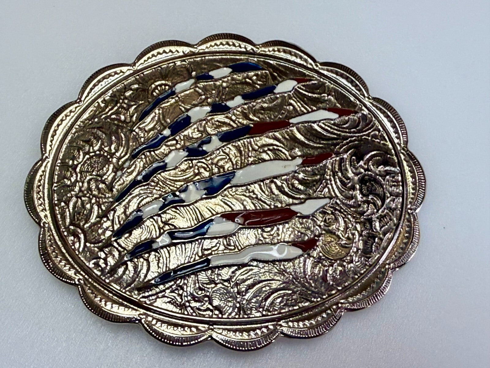 United States of America Flag Sliced Pattern on Western Belt Buckle by Shyanne
