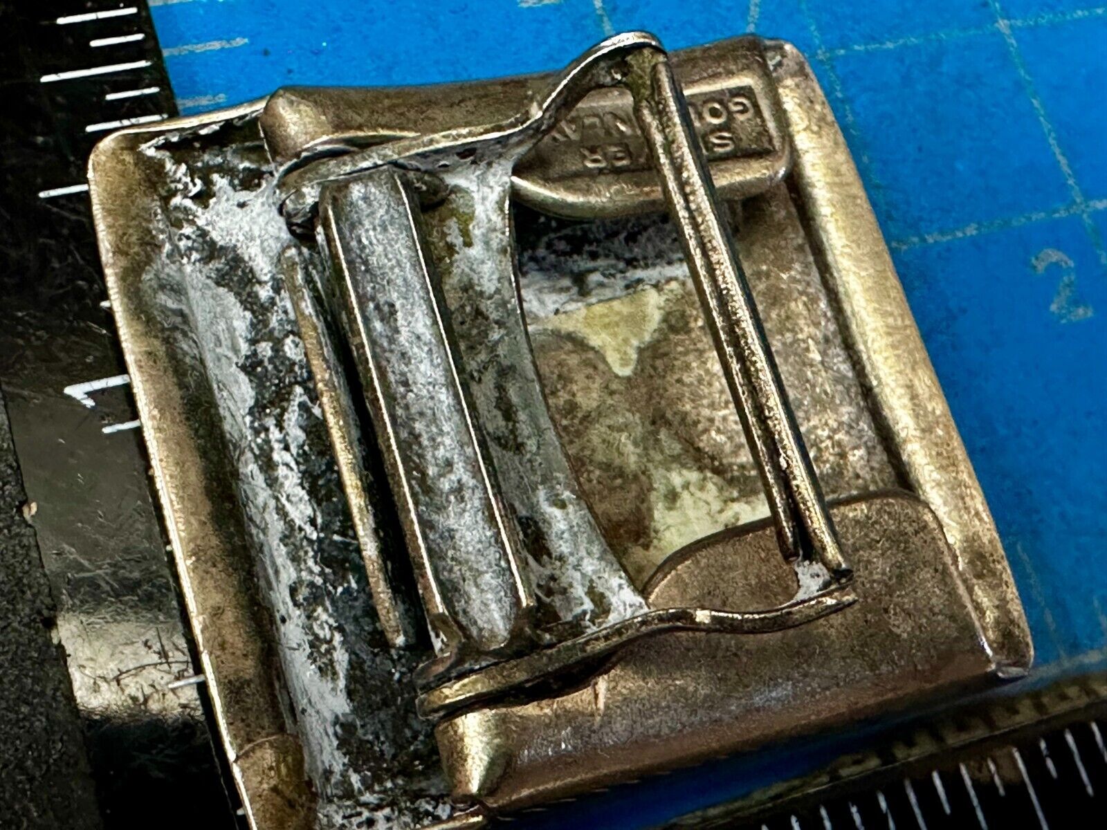 Antique Silver Gold Inlay Belt Buckle Ready To Engrave Letter Monogram Initial