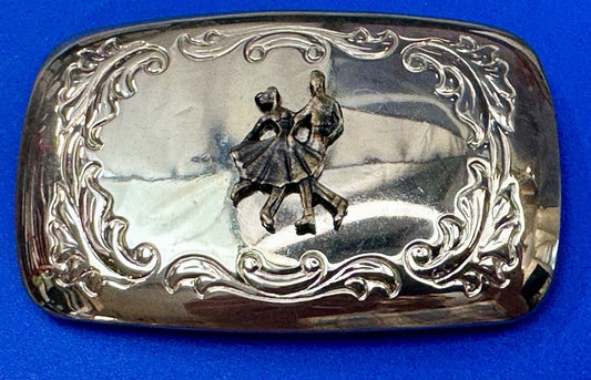 USA made Dancing Couple County Line Square Style Vintage TwoTone Belt Buckle
