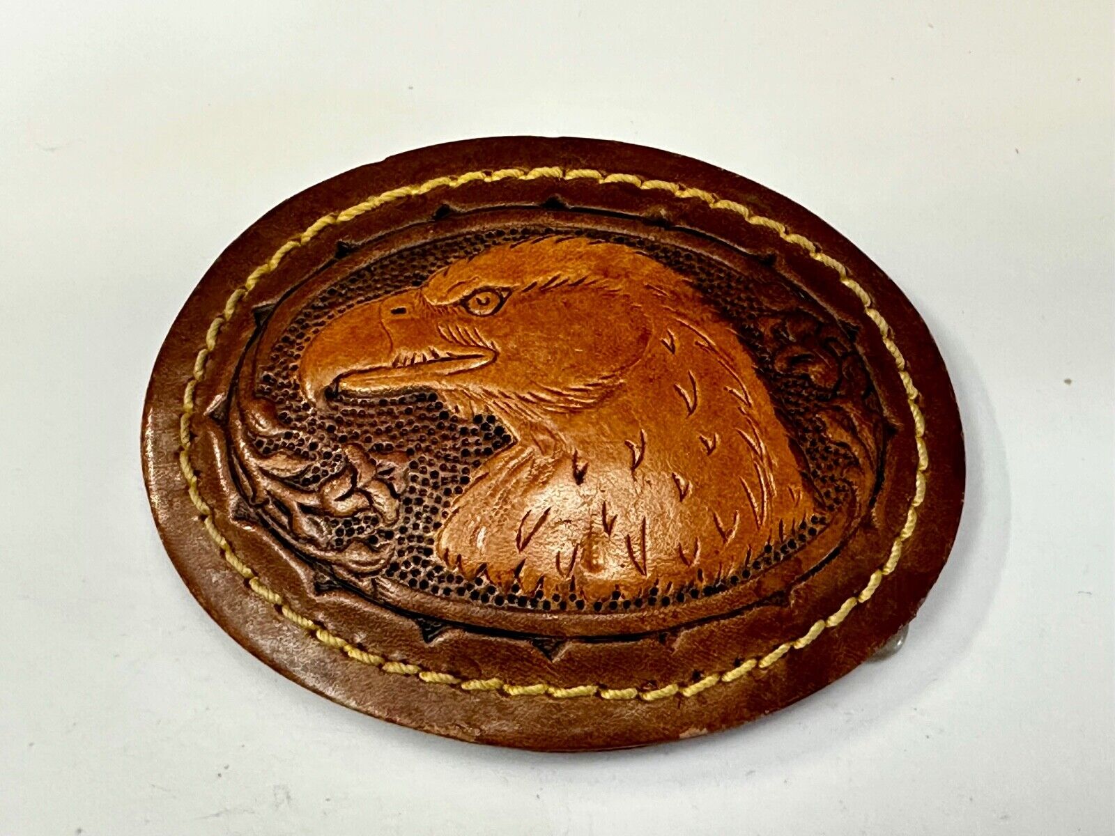 Artisan American Bald Eagle Vintage Mixed Leather Belt Buckle