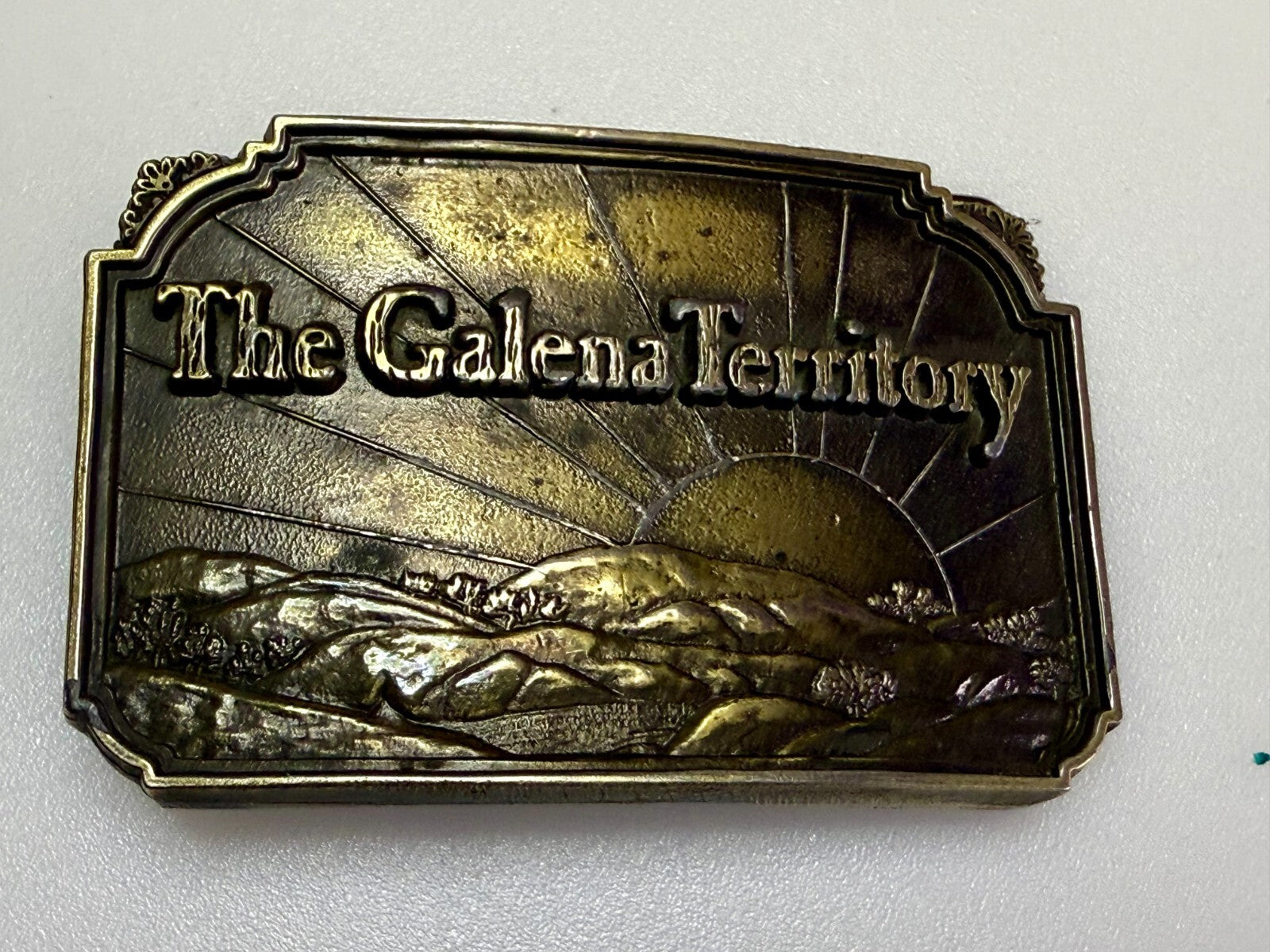  The Galena Territory Brass Belt Buckle Sunrise Illinois Vintage Belt Buckle 